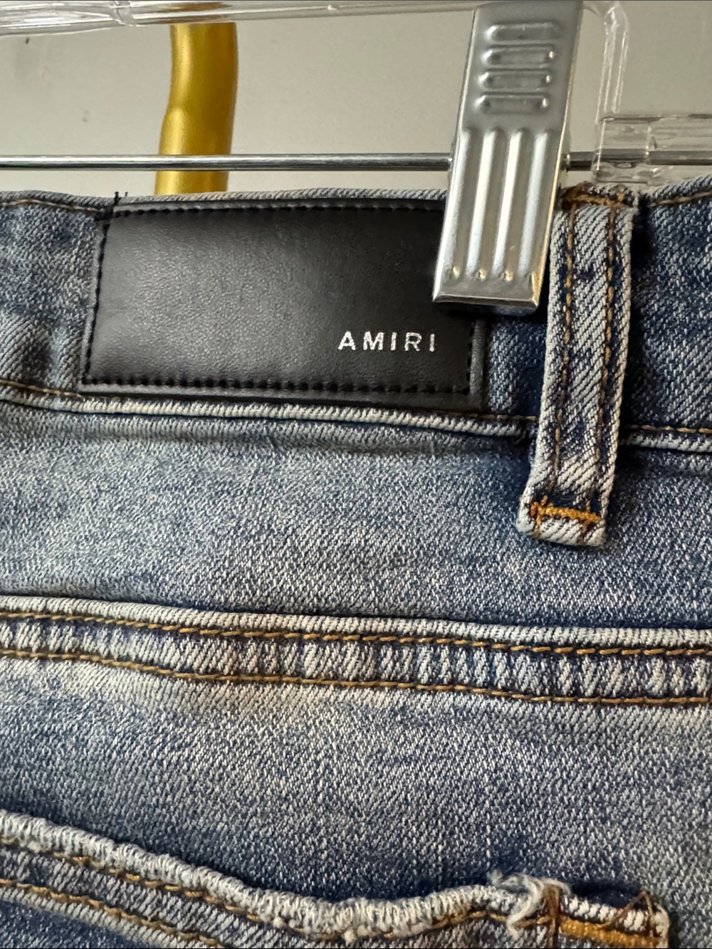 AMIRI Women's Light Blue Distressed Skinny Jeans with Embellished Patches EUC 34 - Picture 8 of 15